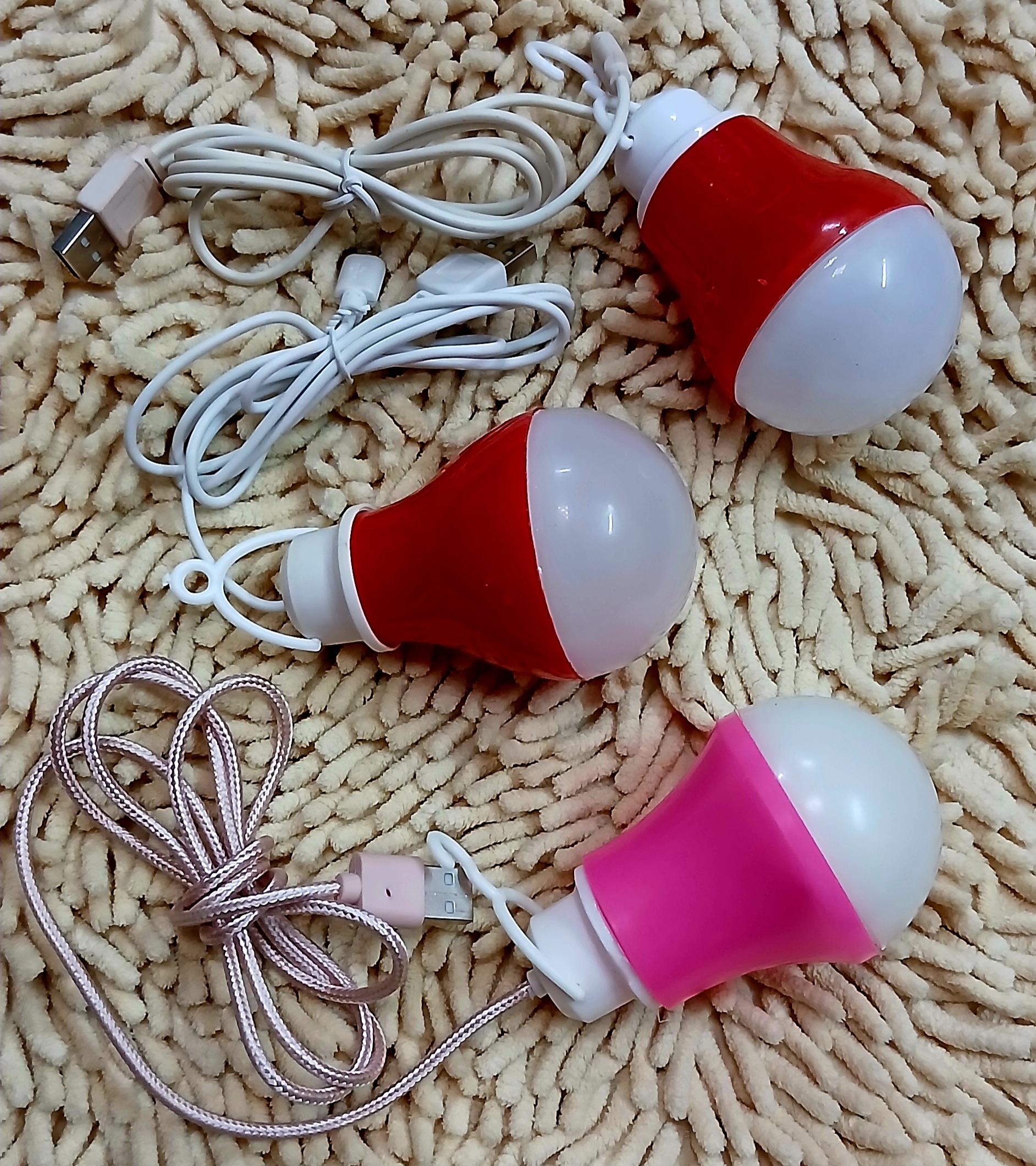 لامپ سیار قلاب دار USB مخصوص کمپ و صحرا "بسته ۳ عددی"